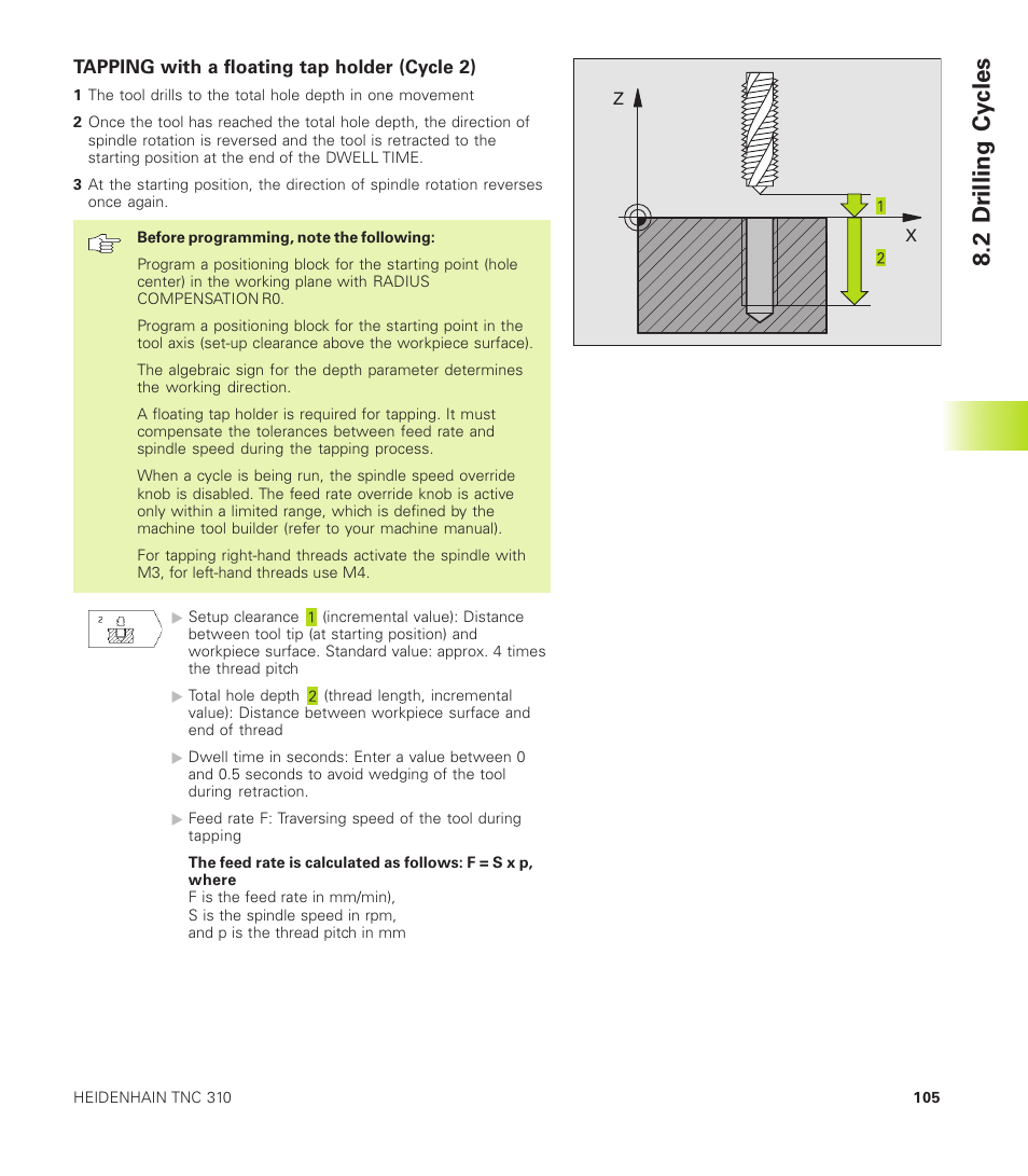 Tapping with a floating tap holder (cycle 2), 2 dr illing cy cles | HEIDENHAIN TNC 310 (286 140) User Manual | Page 117 / 250
