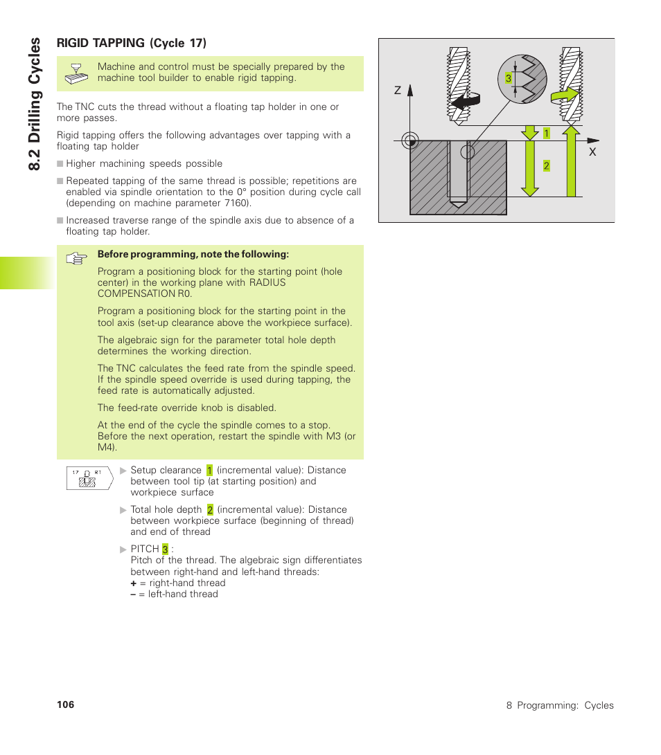 Rigid tapping (cycle 17), 2 dr illing cy cles | HEIDENHAIN TNC 310 (286 140) User Manual | Page 118 / 250