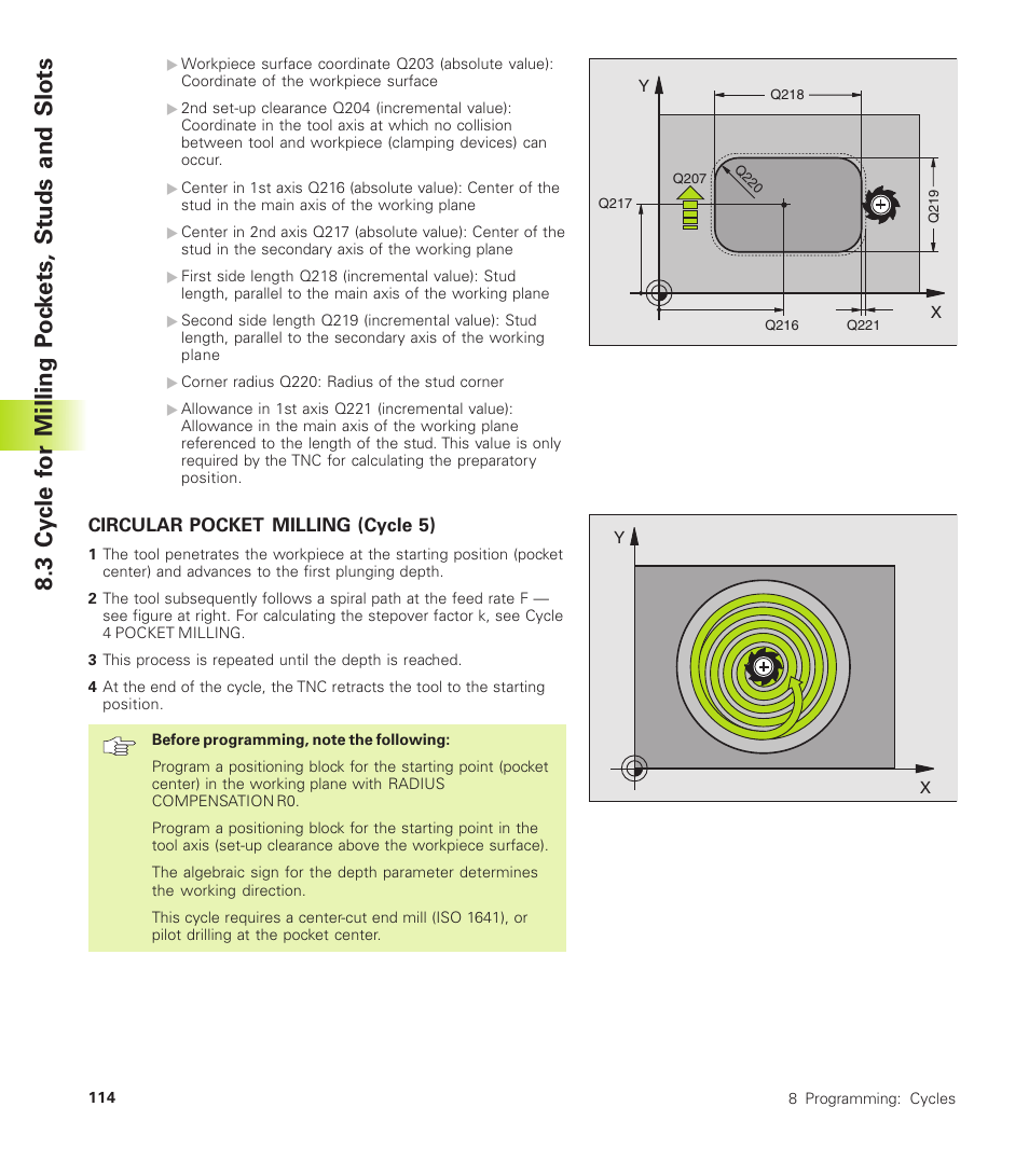 Circular pocket milling (cycle 5) | HEIDENHAIN TNC 310 (286 140) User Manual | Page 126 / 250