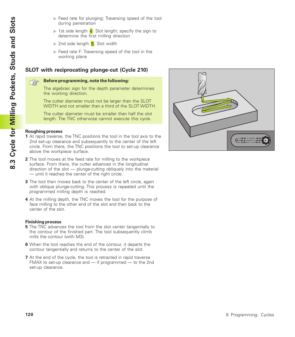Slot with reciprocating plunge-cut (cycle 210) | HEIDENHAIN TNC 310 (286 140) User Manual | Page 132 / 250