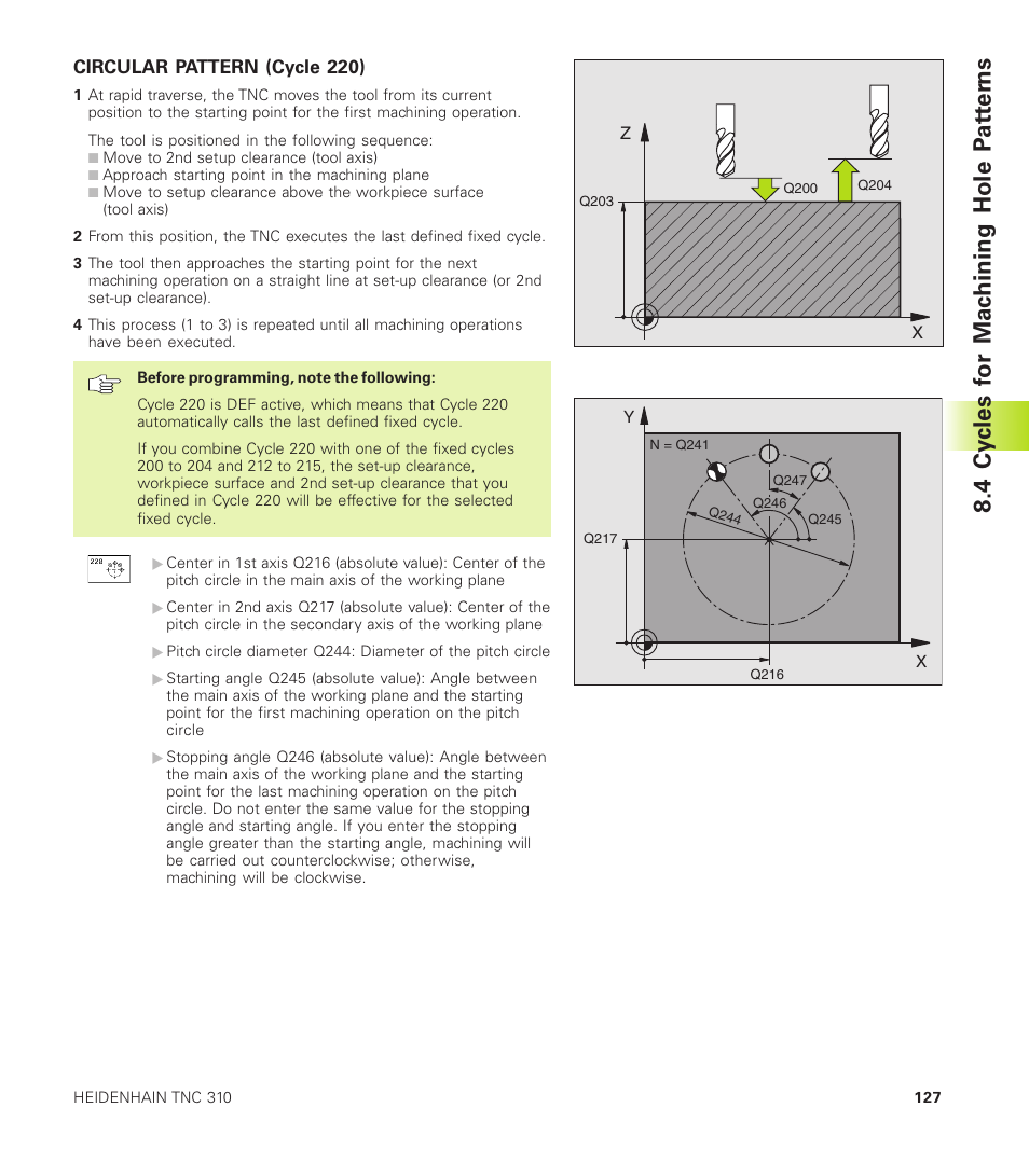 Circular pattern (cycle 220), 4 cy cles f or mac hining hole p at ter ns | HEIDENHAIN TNC 310 (286 140) User Manual | Page 139 / 250