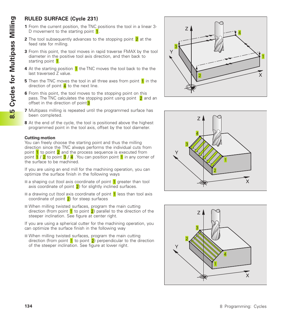 Ruled surface (cycle 231), 5 cycles for multipass milling | HEIDENHAIN TNC 310 (286 140) User Manual | Page 146 / 250