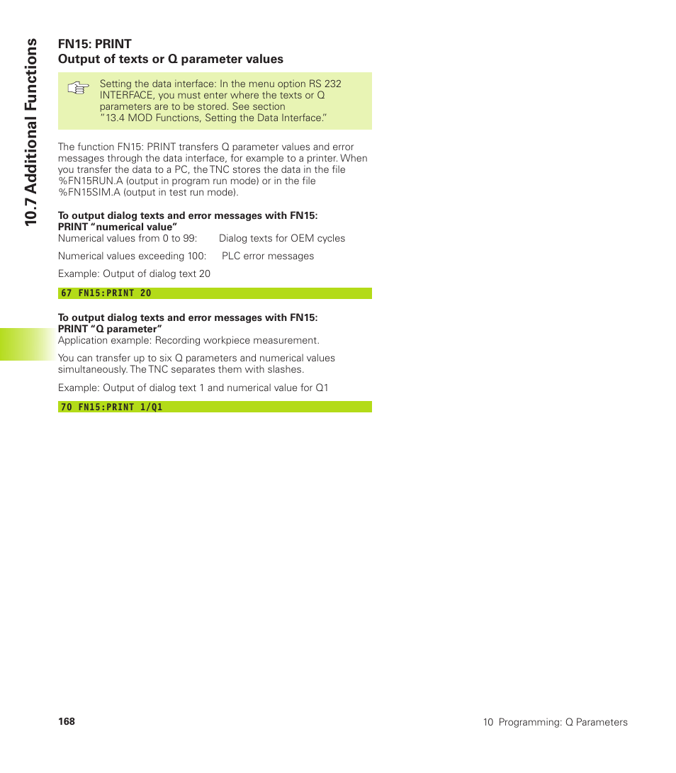 7 a dditional f unctions | HEIDENHAIN TNC 310 (286 140) User Manual | Page 180 / 250