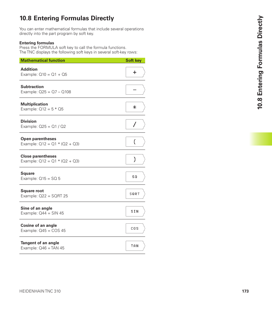8 entering formulas directly, 8 ent er ing f o rmulas dir ectly | HEIDENHAIN TNC 310 (286 140) User Manual | Page 185 / 250