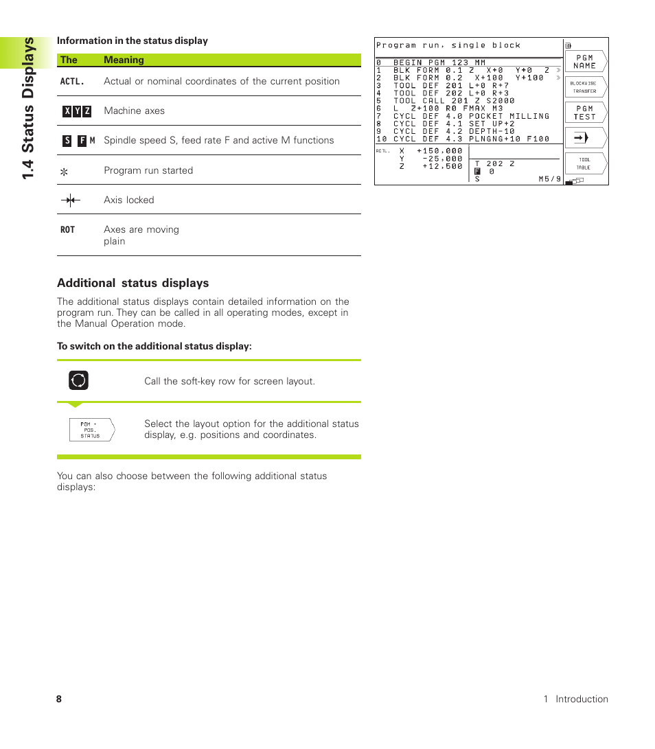 4 stat us displa ys | HEIDENHAIN TNC 310 (286 140) User Manual | Page 20 / 250
