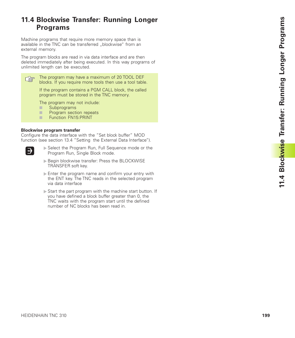 4 blockwisetransfer: running longer programs, 4 blockwise transfer: running longer programs | HEIDENHAIN TNC 310 (286 140) User Manual | Page 211 / 250