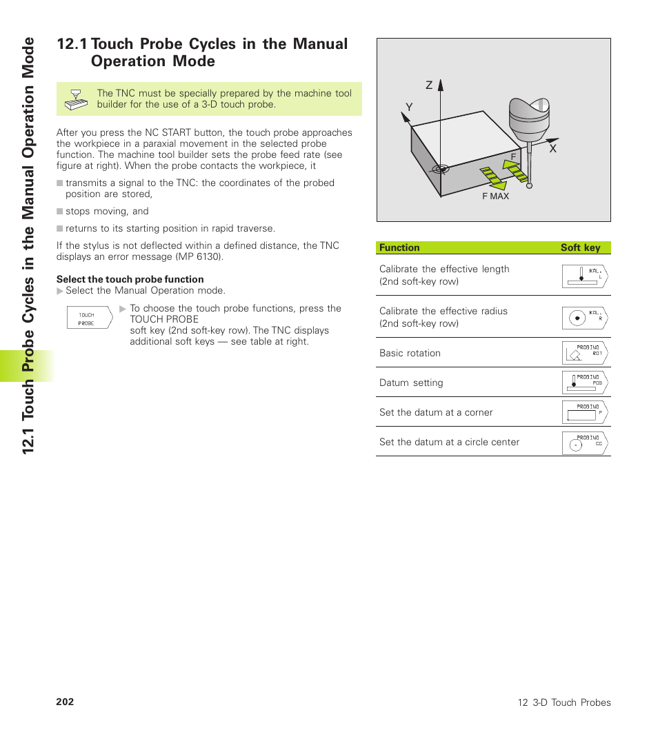 1 touch probe cycles in the manual operation mode | HEIDENHAIN TNC 310 (286 140) User Manual | Page 214 / 250