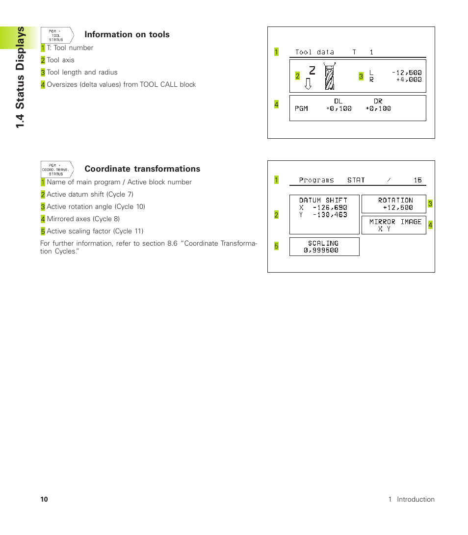 4 stat us displa ys | HEIDENHAIN TNC 310 (286 140) User Manual | Page 22 / 250