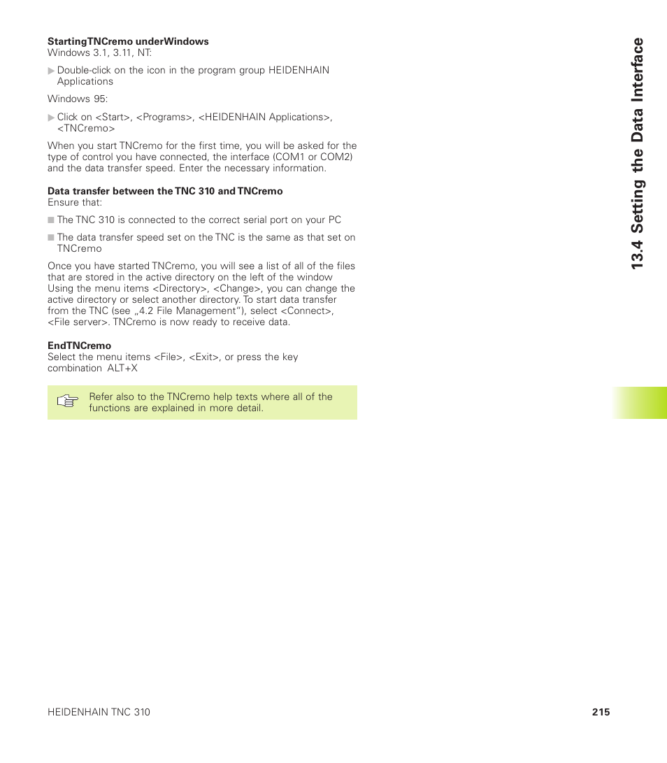 4 set ting the d ata int erf ace | HEIDENHAIN TNC 310 (286 140) User Manual | Page 227 / 250