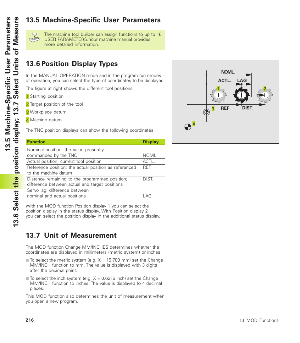 5 machine-specific user parameters, 6 position displaytypes, 7 unit of measurement | 6 position display types | HEIDENHAIN TNC 310 (286 140) User Manual | Page 228 / 250