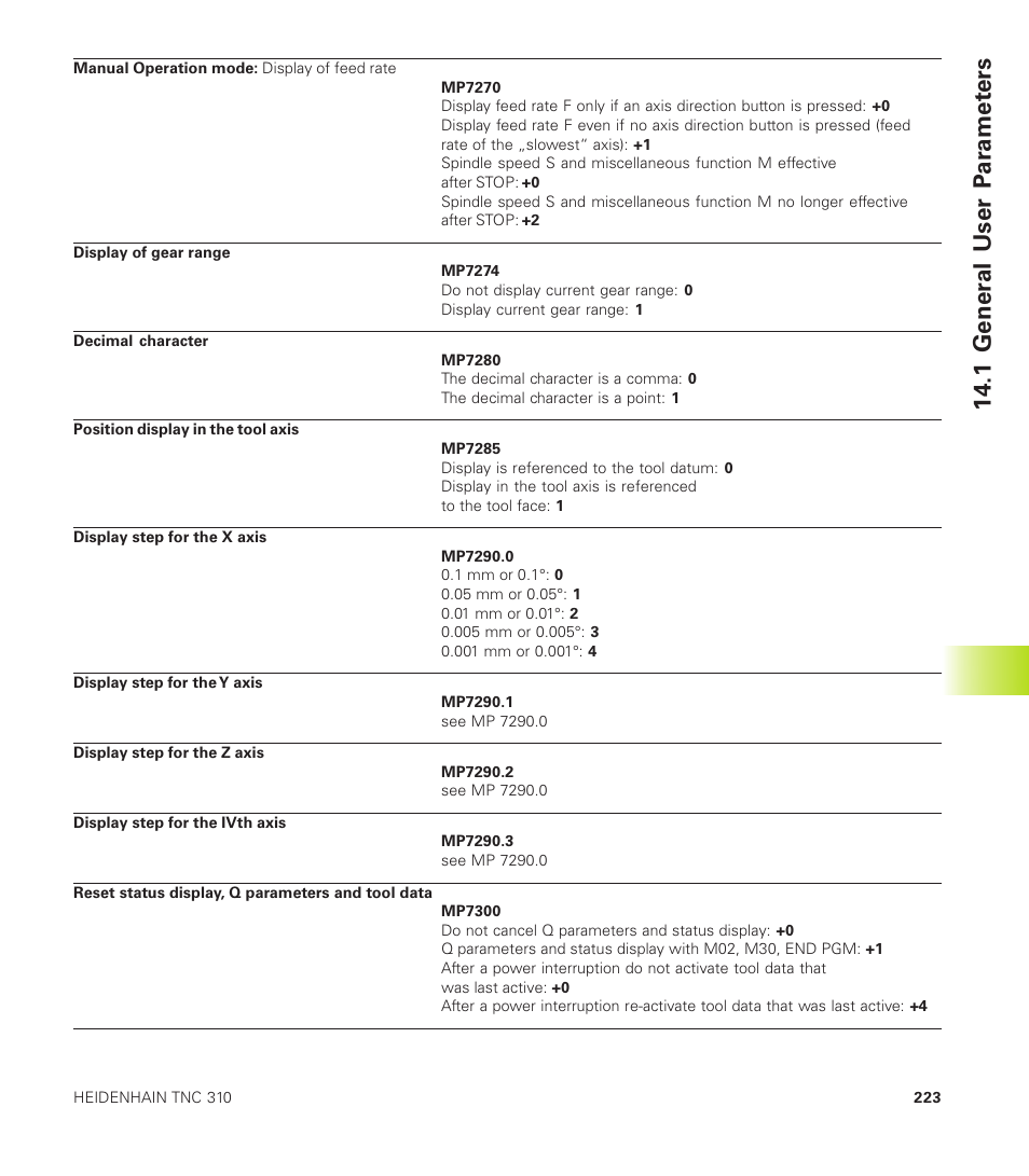 1 gener al user p ar a met ers | HEIDENHAIN TNC 310 (286 140) User Manual | Page 235 / 250