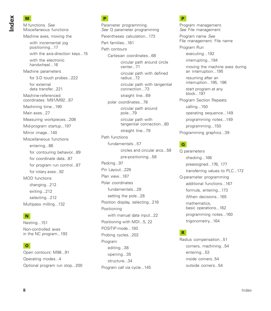 Index | HEIDENHAIN TNC 310 (286 140) User Manual | Page 246 / 250