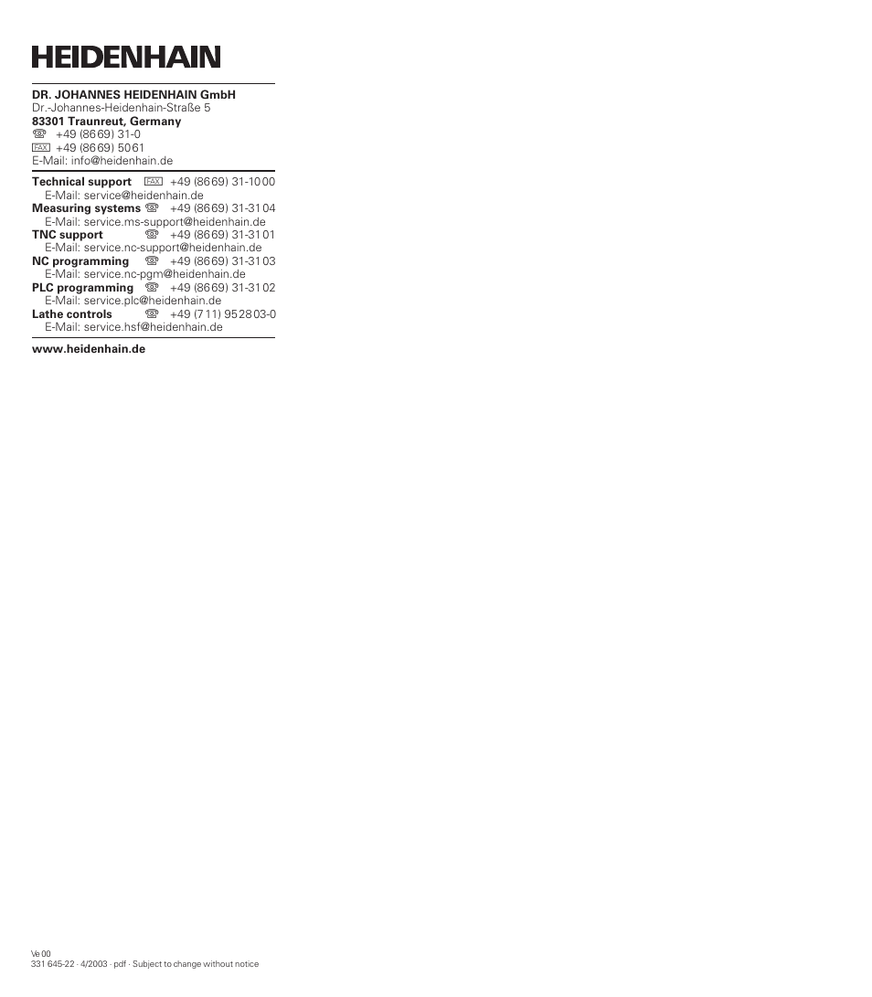 HEIDENHAIN TNC 310 (286 140) User Manual | Page 250 / 250
