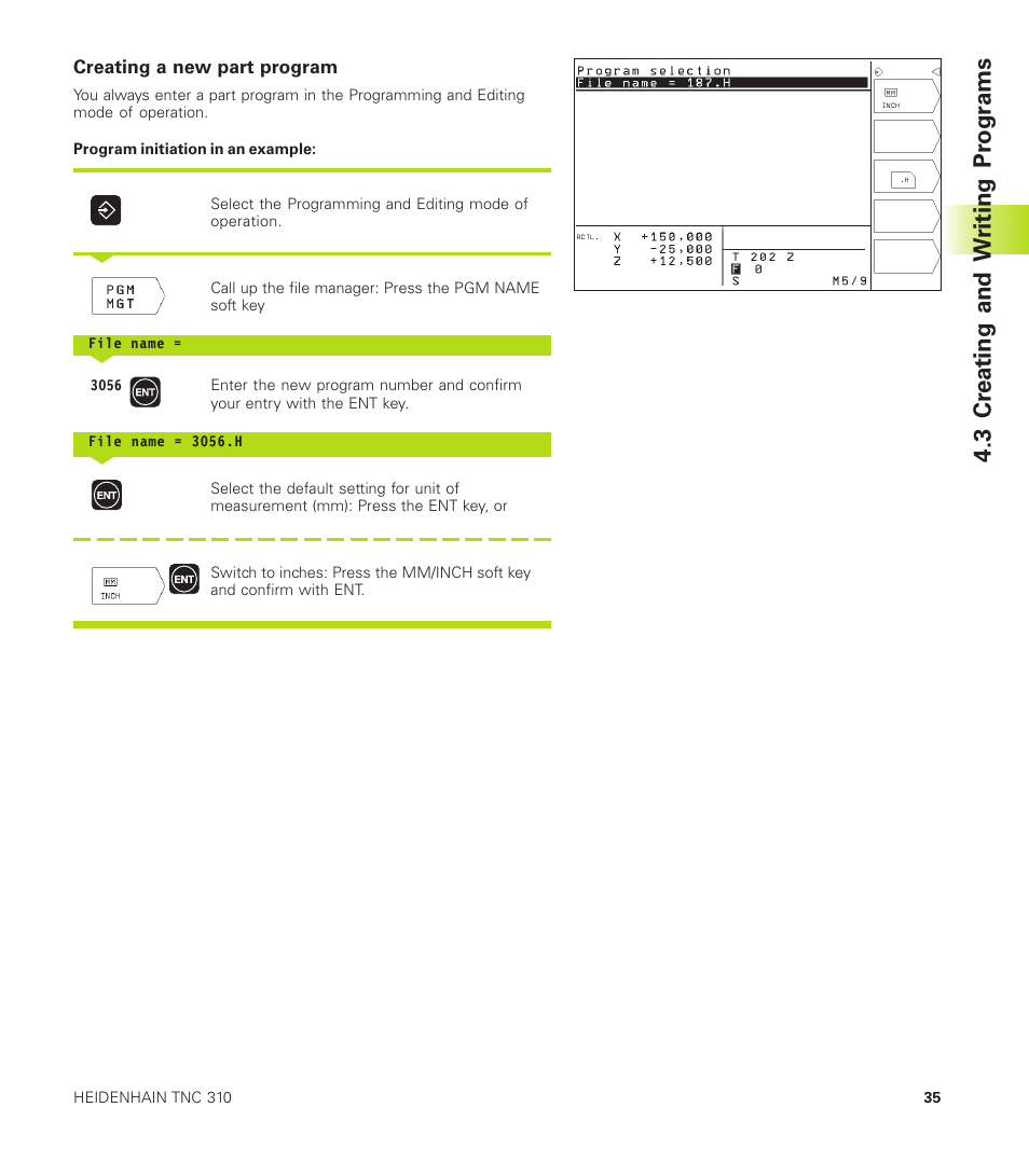 3 cr eating and w riting pr ogr ams | HEIDENHAIN TNC 310 (286 140) User Manual | Page 47 / 250