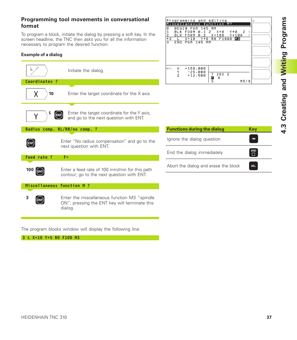3 cr eating and w riting pr ogr ams | HEIDENHAIN TNC 310 (286 140) User Manual | Page 49 / 250