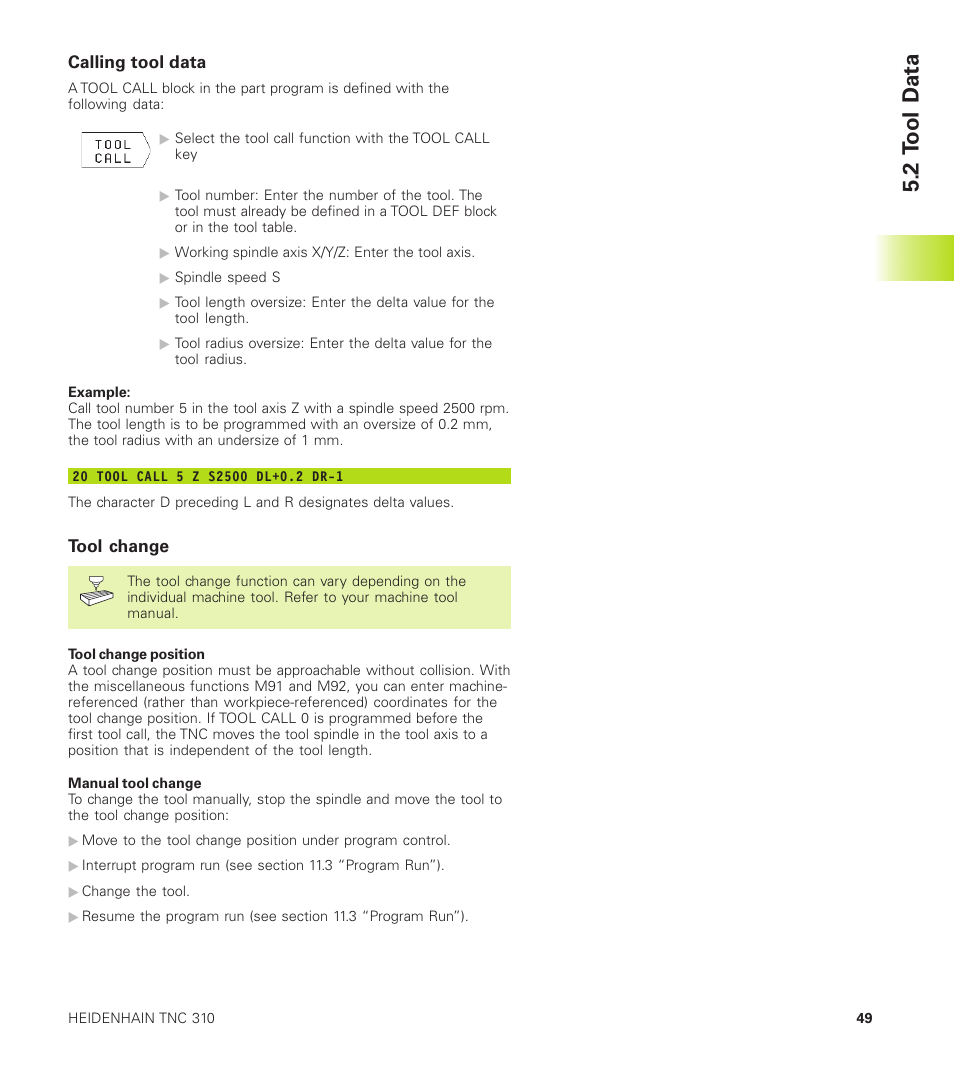 2 t ool d a ta | HEIDENHAIN TNC 310 (286 140) User Manual | Page 61 / 250