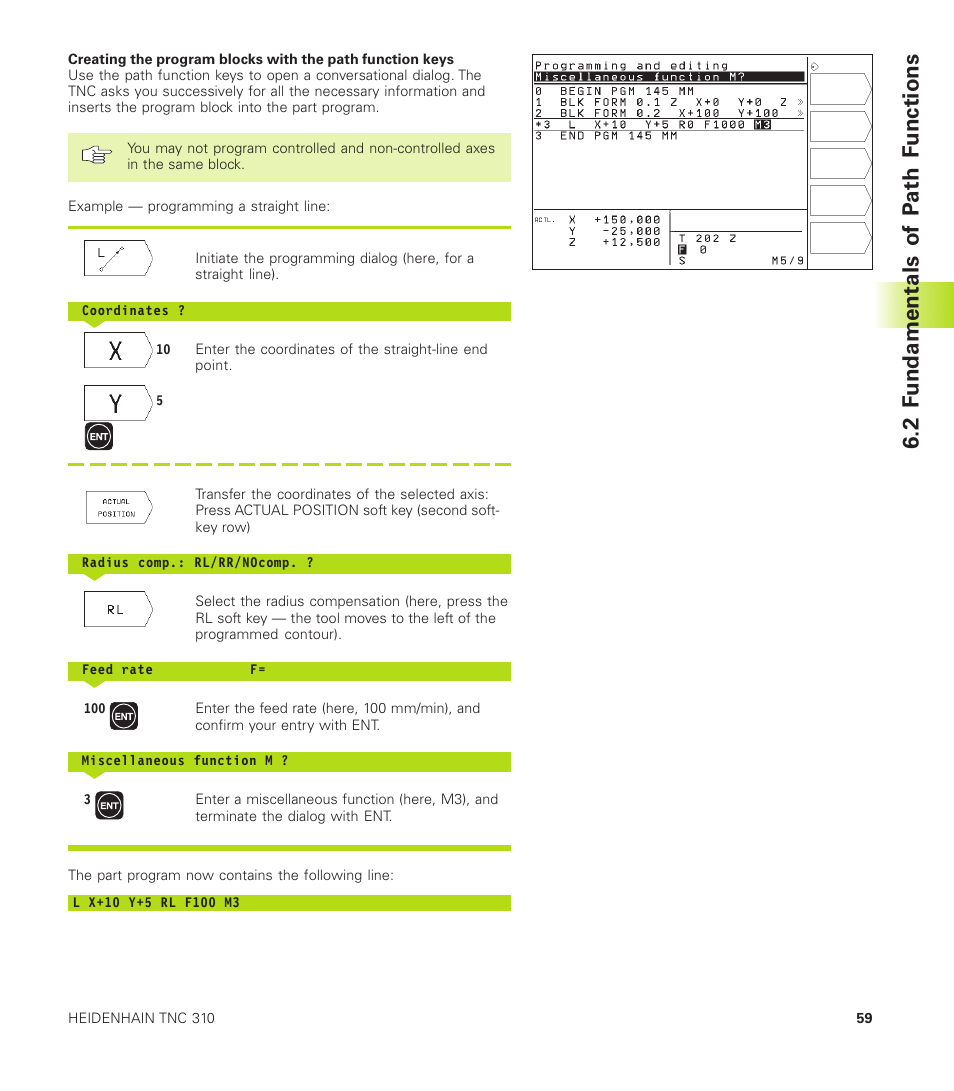 2 f undamentals of p ath f unctions | HEIDENHAIN TNC 310 (286 140) User Manual | Page 71 / 250