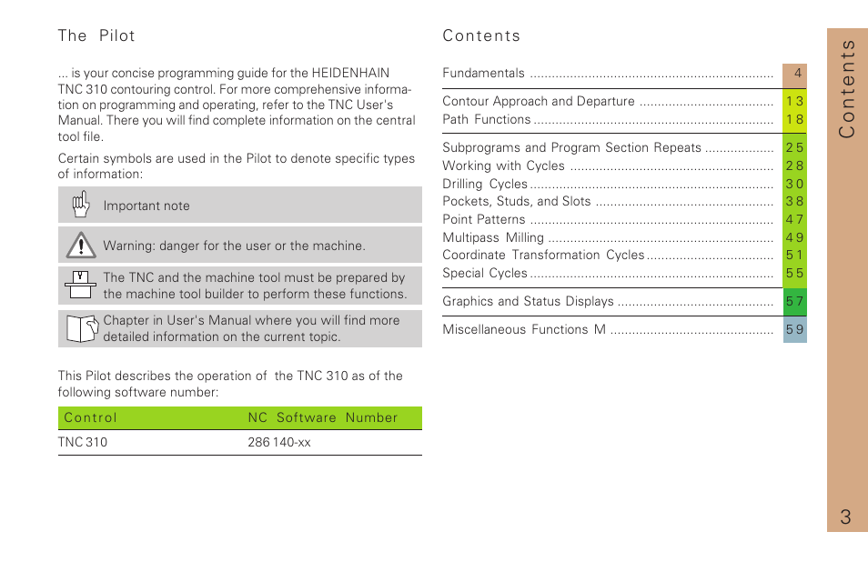 3contents | HEIDENHAIN TNC 310 (286 140) Pilot User Manual | Page 3 / 60
