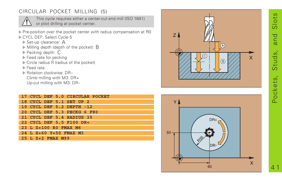 4 1 pockets, studs, and slots | HEIDENHAIN TNC 310 (286 140) Pilot User Manual | Page 41 / 60