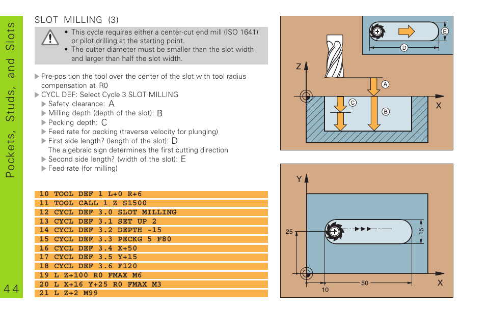 4 4 pockets, studs, and slots | HEIDENHAIN TNC 310 (286 140) Pilot User Manual | Page 44 / 60