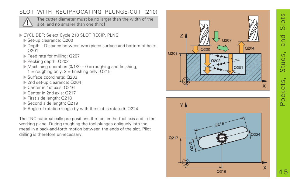 4 5 pockets, studs, and slots | HEIDENHAIN TNC 310 (286 140) Pilot User Manual | Page 45 / 60