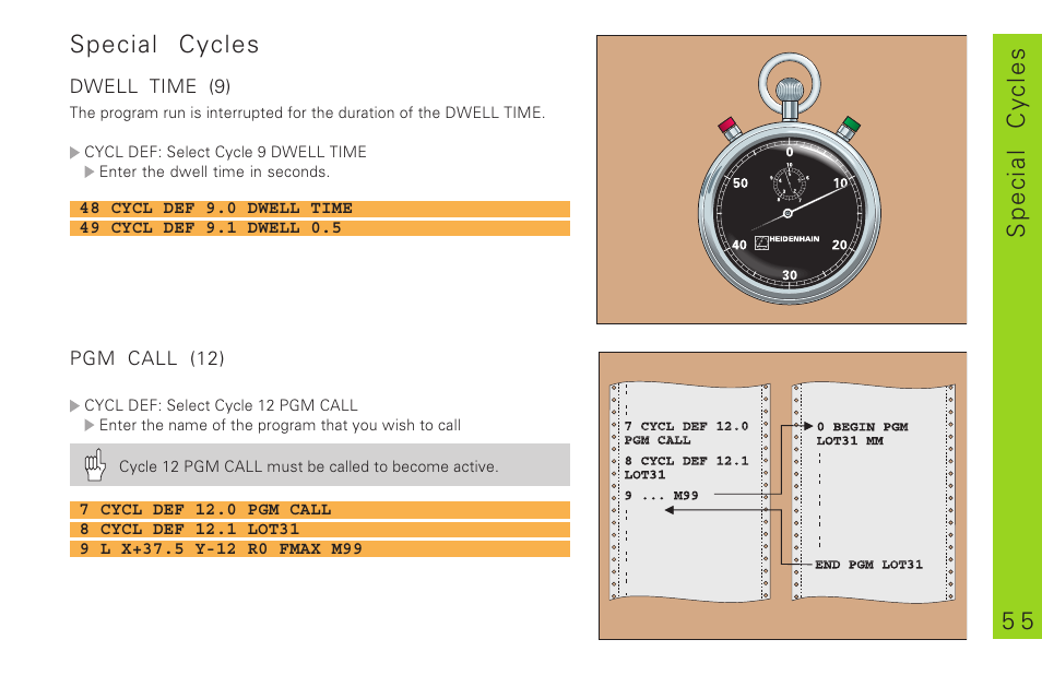 5 5 special cycles special cycles | HEIDENHAIN TNC 310 (286 140) Pilot User Manual | Page 55 / 60
