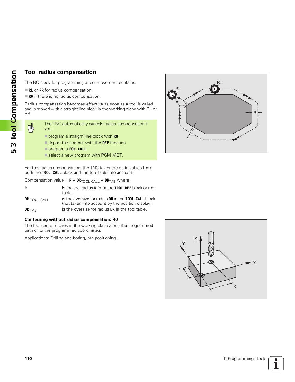 Tool radius compensation | HEIDENHAIN TNC 320 (340 551-01) User Manual | Page 110 / 463