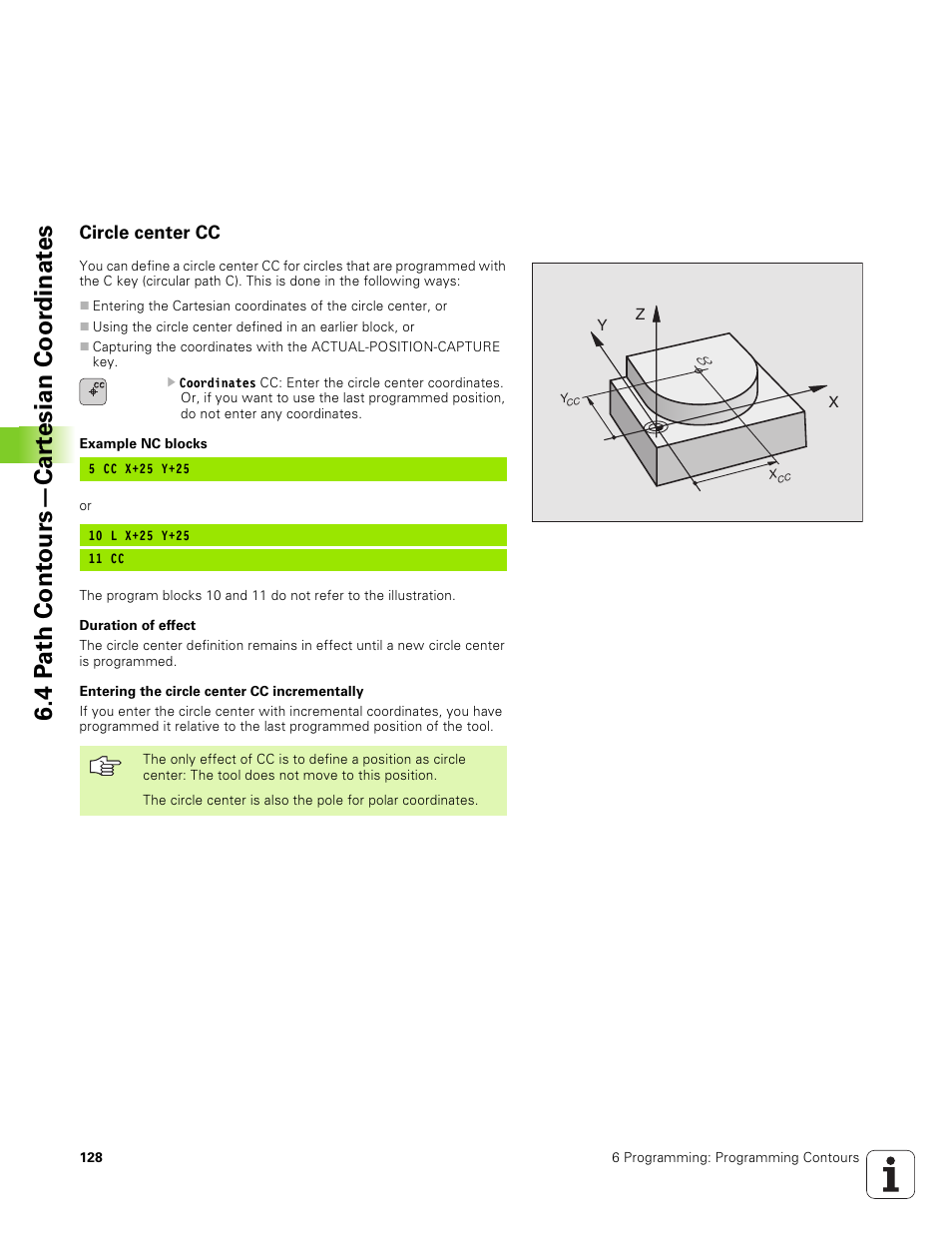 Circle center cc, A4df fmf cc, Pp=am"fpo^f4a4df4fmfp | Zpdf, 4 p a th cont ours—car te sian coor dinat e s | HEIDENHAIN TNC 320 (340 551-01) User Manual | Page 128 / 463