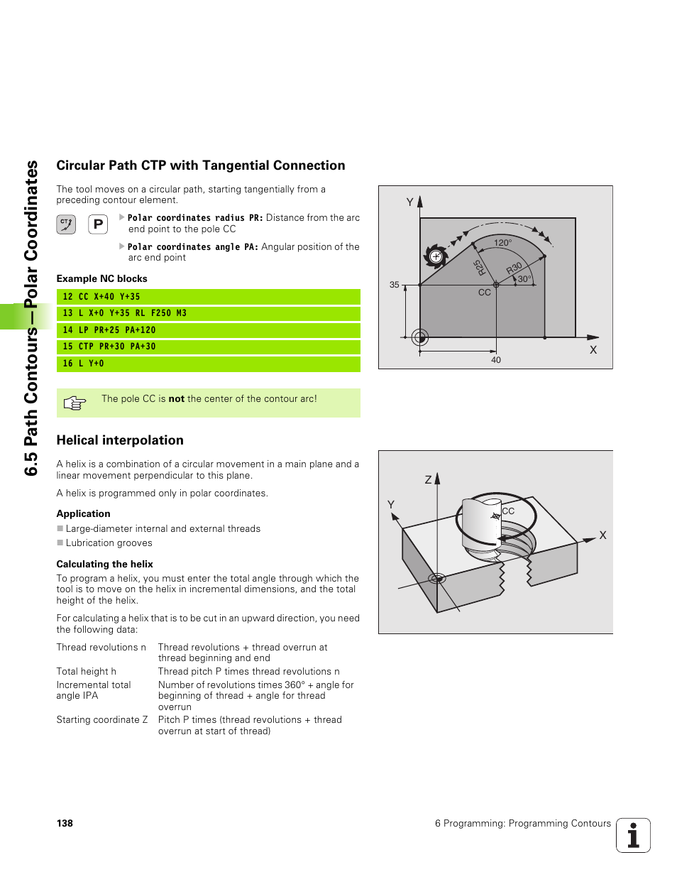 Circular path ctp with tangential connection, Helical interpolation, A4¤d" 4 ctp | A4¤d""4§a^"mvfma"d, 4pmmf4apmp^fzf4f=amv, 4pmp¤fdfhfm, Pd""=a¤:zpd""mvdfpo^f"4, Fm=zpam, Fda4"damfzpd"apm, Ph*am"apmpo"4a4¤d""m | HEIDENHAIN TNC 320 (340 551-01) User Manual | Page 138 / 463