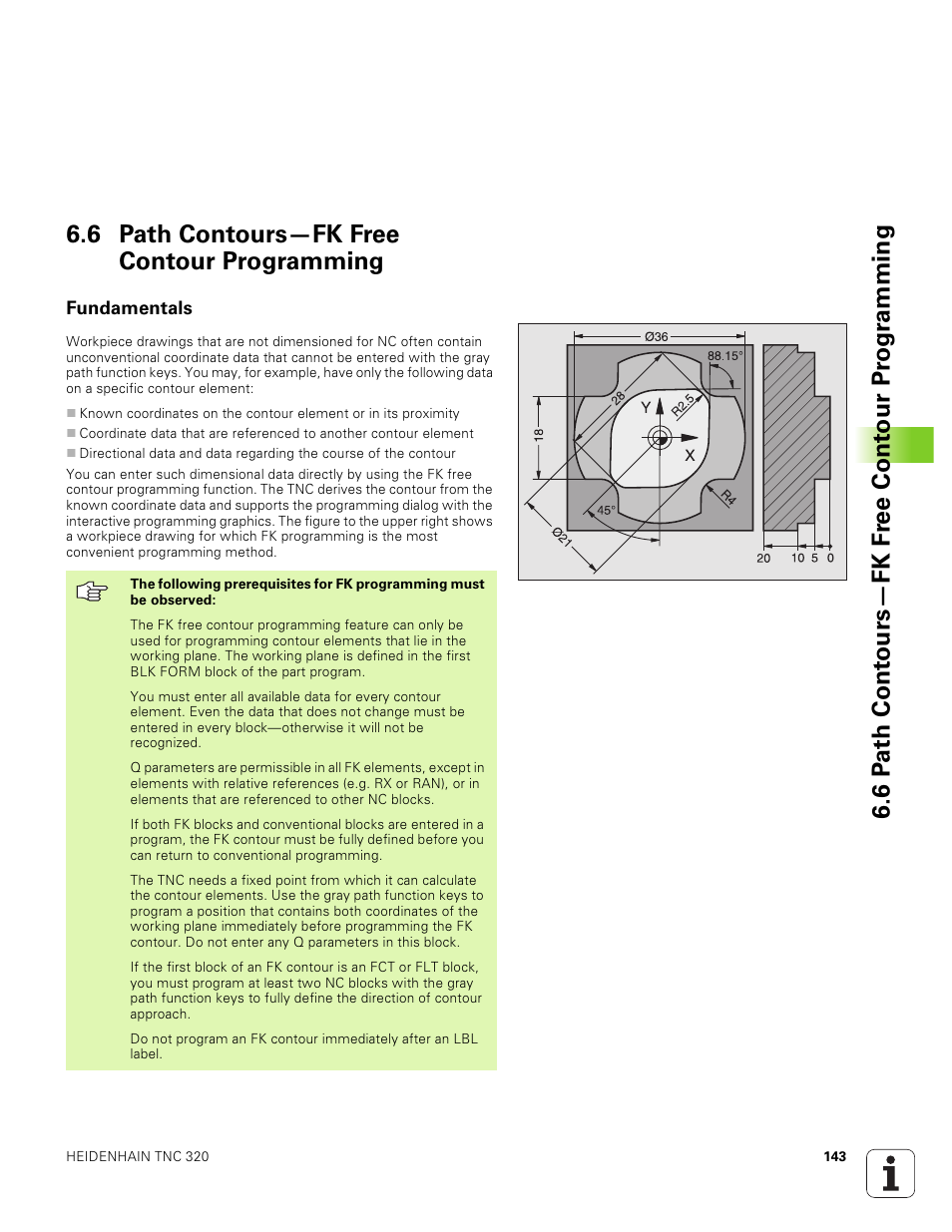 6 path contours-fk free contour programming, Fundamentals, 6 path contours—fk free contour programming | Ff"^ pmp¤i  ff, Pmp¤pv"hhamv:z"vf, M="hfm"d:z"vfst | HEIDENHAIN TNC 320 (340 551-01) User Manual | Page 143 / 463