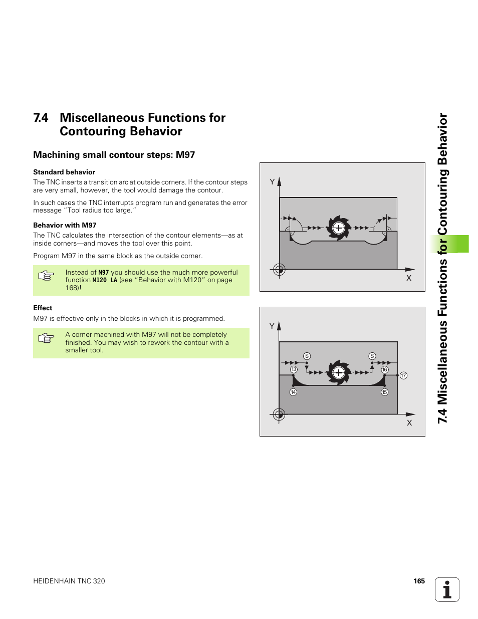 4 miscellaneous functions for contouring behavior, Machining small contour steps: m97 | HEIDENHAIN TNC 320 (340 551-01) User Manual | Page 165 / 463