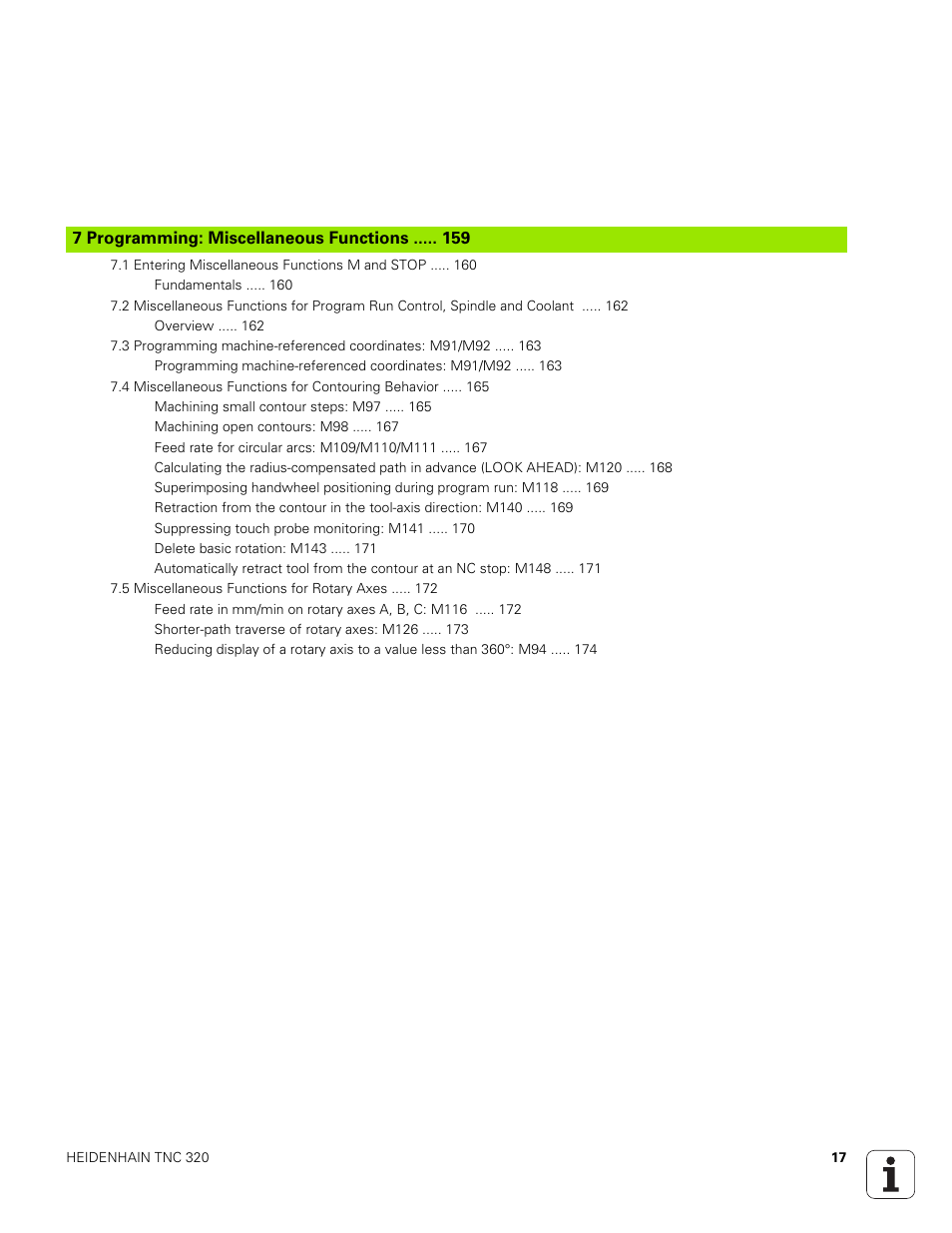 7 programming: miscellaneous functions, Programming: miscellaneous functions | HEIDENHAIN TNC 320 (340 551-01) User Manual | Page 17 / 463