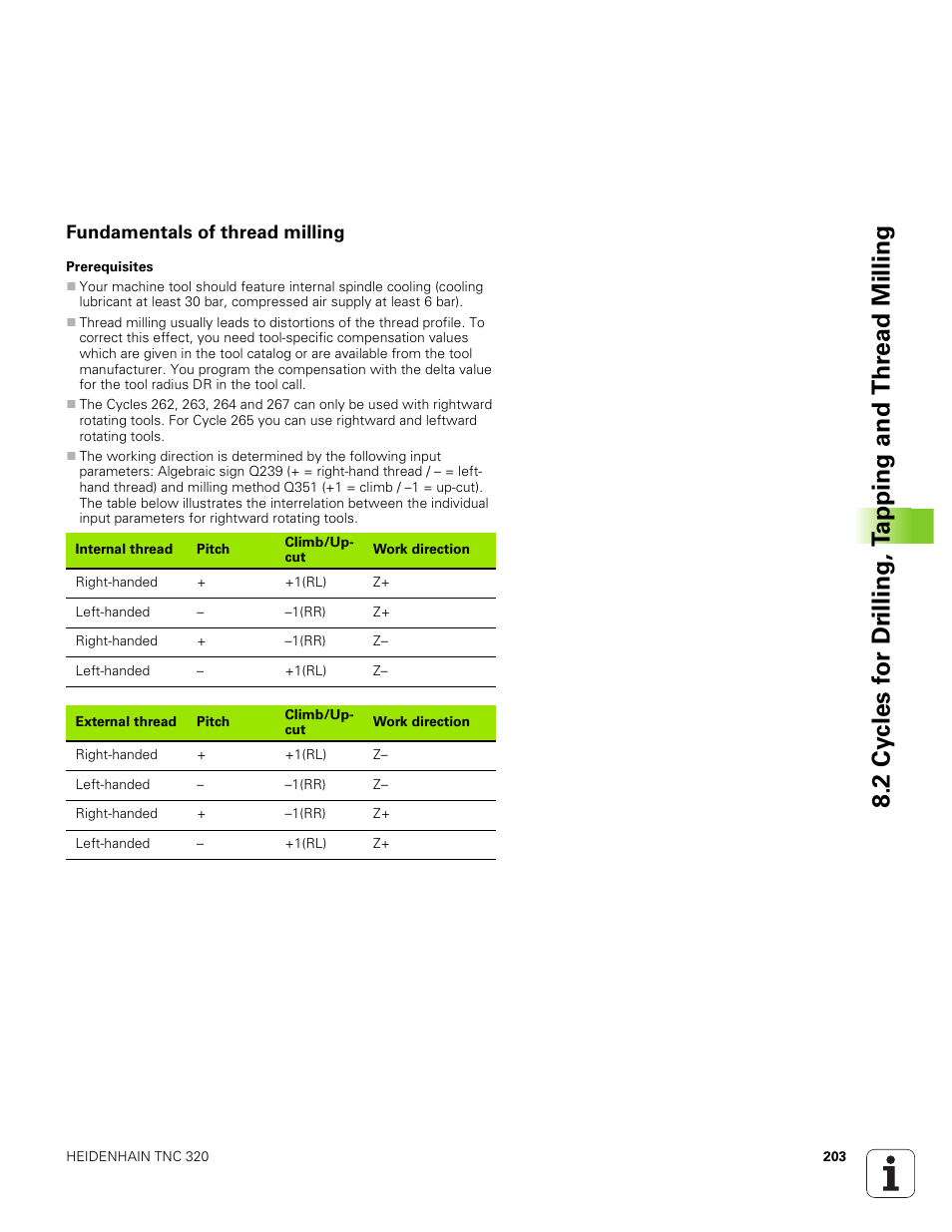 Fundamentals of thread milling | HEIDENHAIN TNC 320 (340 551-01) User Manual | Page 203 / 463