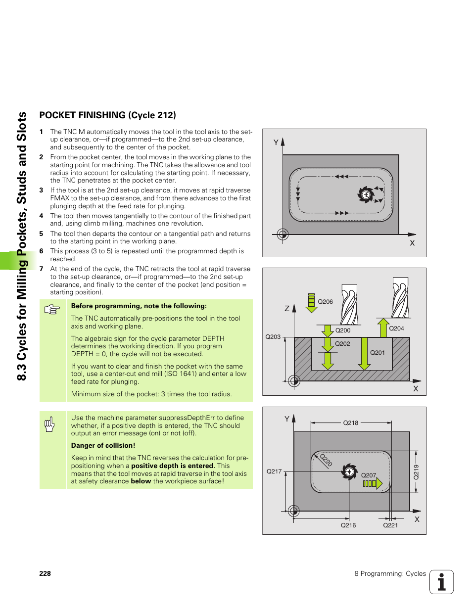 Pocket finishing (cycle 212) | HEIDENHAIN TNC 320 (340 551-01) User Manual | Page 228 / 463