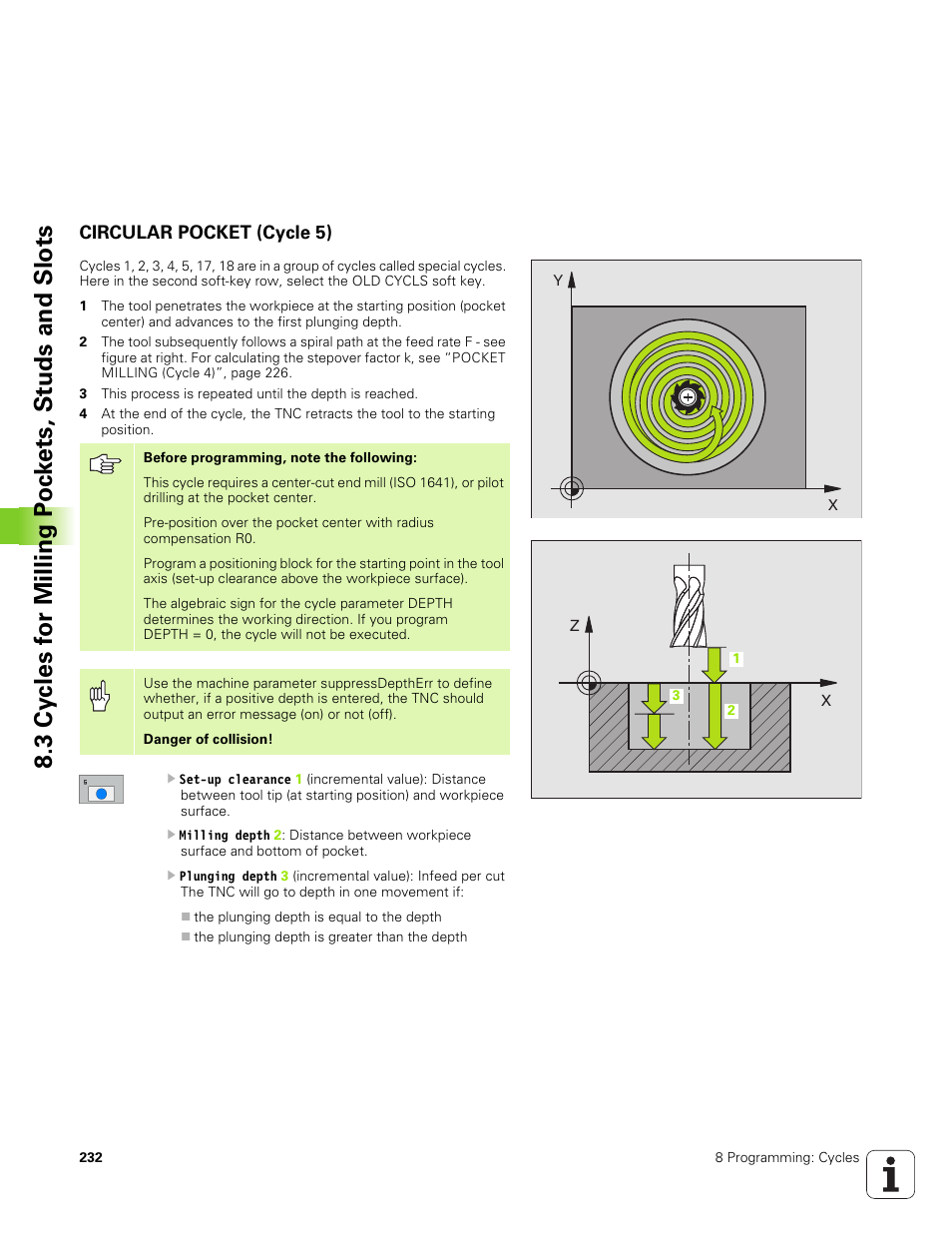 Circular pocket (cycle 5) | HEIDENHAIN TNC 320 (340 551-01) User Manual | Page 232 / 463