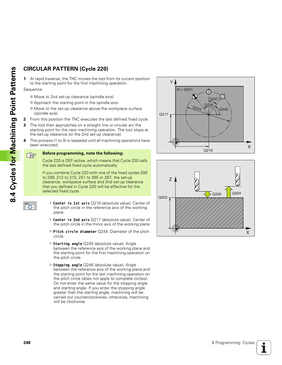 Circular pattern (cycle 220) | HEIDENHAIN TNC 320 (340 551-01) User Manual | Page 248 / 463