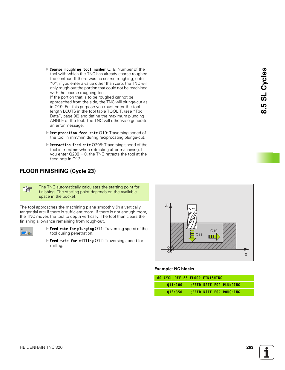 Floor finishing (cycle 23), 5 sl cy cles | HEIDENHAIN TNC 320 (340 551-01) User Manual | Page 263 / 463