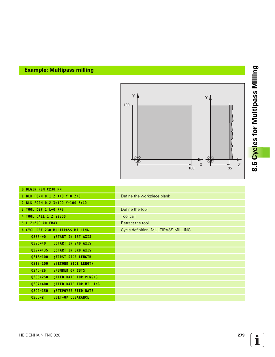 Example: multipass milling | HEIDENHAIN TNC 320 (340 551-01) User Manual | Page 279 / 463