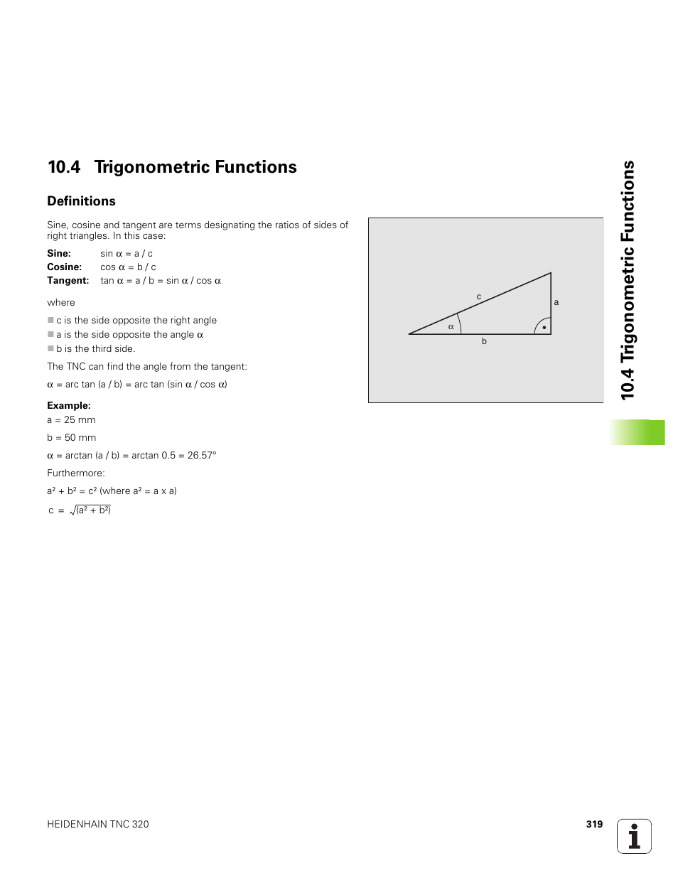 4 trigonometric functions, Definitions | HEIDENHAIN TNC 320 (340 551-01) User Manual | Page 319 / 463