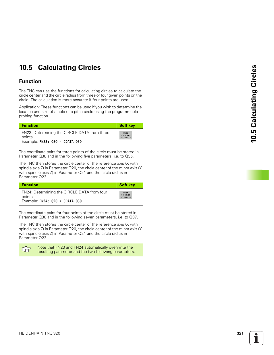 5 calculating circles, Function | HEIDENHAIN TNC 320 (340 551-01) User Manual | Page 321 / 463