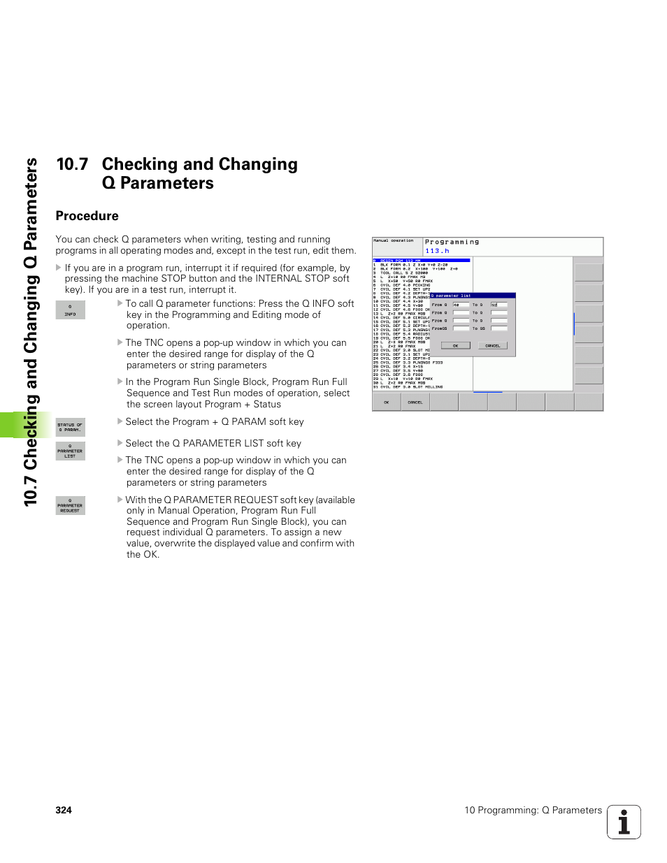 7 checking and changing q parameters, Procedure | HEIDENHAIN TNC 320 (340 551-01) User Manual | Page 324 / 463