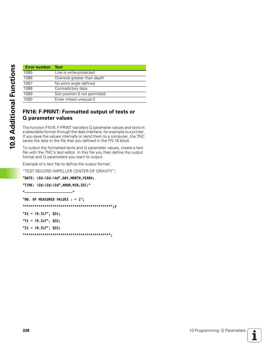 10 .8 a d ditional f u nctions | HEIDENHAIN TNC 320 (340 551-01) User Manual | Page 328 / 463