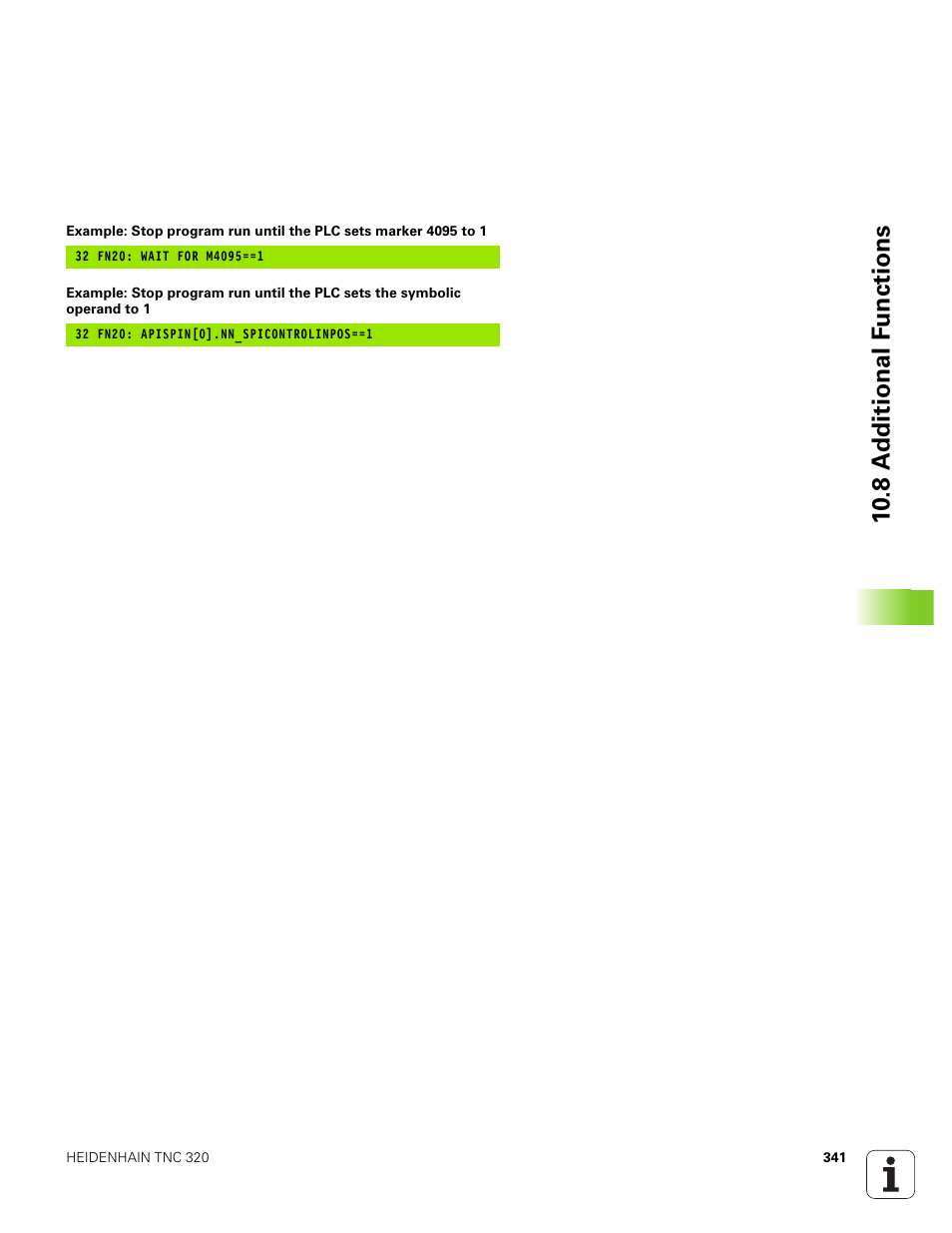 10 .8 a d ditional f u nctions | HEIDENHAIN TNC 320 (340 551-01) User Manual | Page 341 / 463