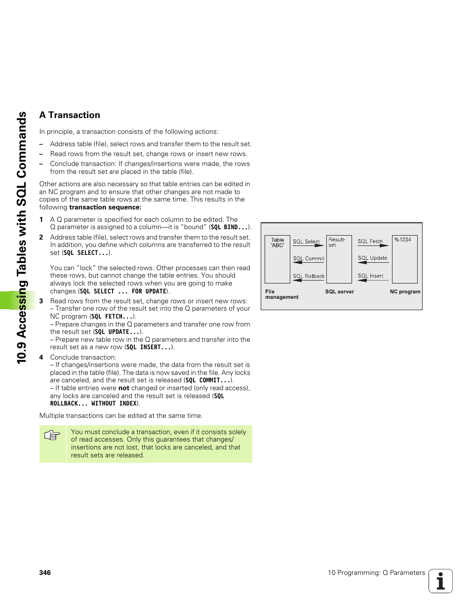 A transaction, 10 .9 a ccessing t a bles with sql commands | HEIDENHAIN TNC 320 (340 551-01) User Manual | Page 346 / 463