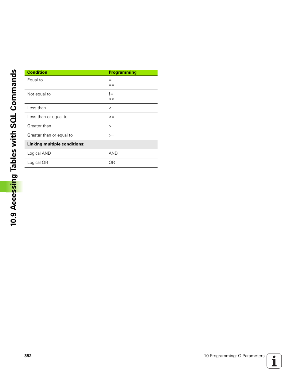 10 .9 a ccessing t a bles with sql commands | HEIDENHAIN TNC 320 (340 551-01) User Manual | Page 352 / 463