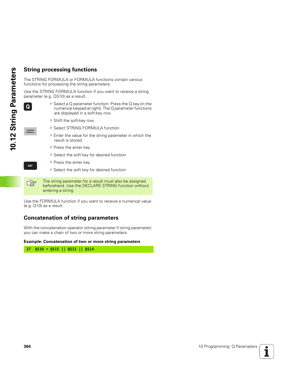 String processing functions, Concatenation of string parameters | HEIDENHAIN TNC 320 (340 551-01) User Manual | Page 364 / 463