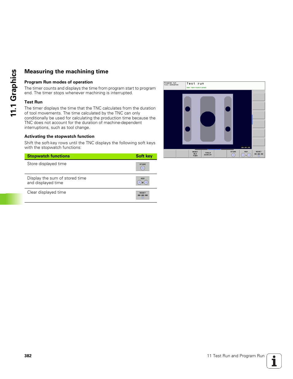 Measuring the machining time, Machining, Fff¤mpmz"vfg | 1 gr aphics | HEIDENHAIN TNC 320 (340 551-01) User Manual | Page 382 / 463