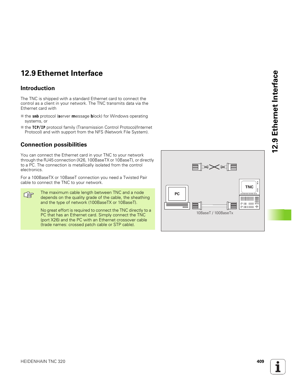 9 ethernet interface, Introduction, Connection possibilities | 9 ether n et int e rf ace 12.9 ethernet interface | HEIDENHAIN TNC 320 (340 551-01) User Manual | Page 409 / 463