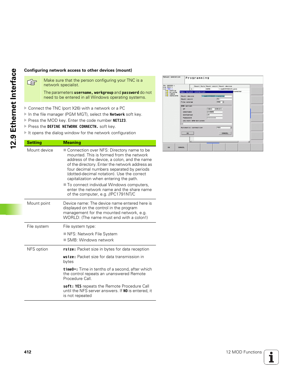 9 ether n et int e rf ace | HEIDENHAIN TNC 320 (340 551-01) User Manual | Page 412 / 463