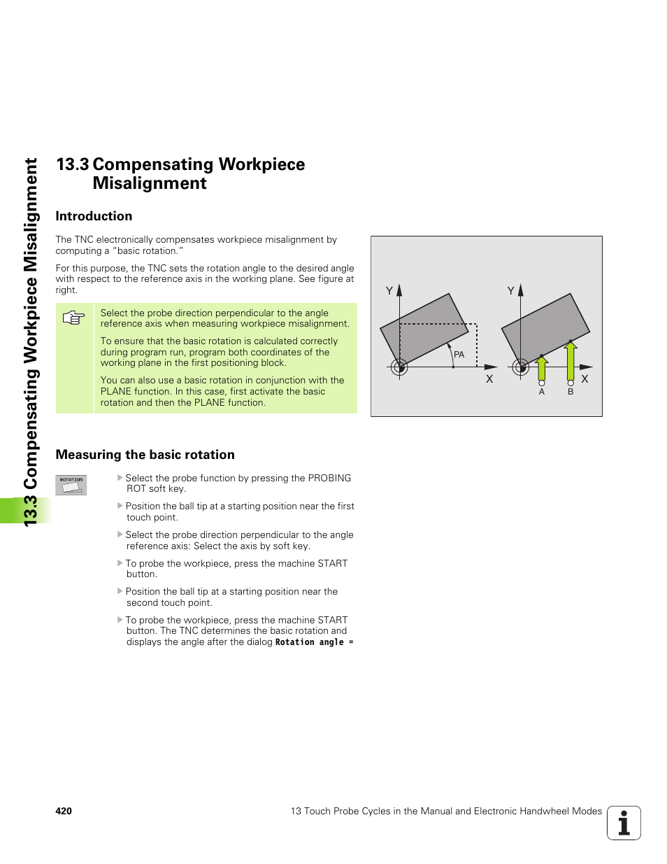 3 compensating workpiece misalignment, Introduction, Measuring the basic rotation | HEIDENHAIN TNC 320 (340 551-01) User Manual | Page 420 / 463